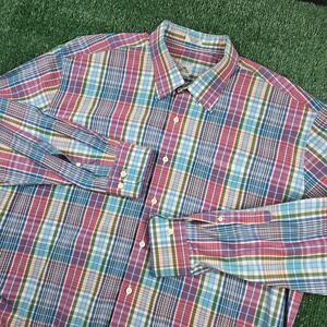 Peter Millar Mens XXL Tall Plaid Button Down Shirt Cotton Multicolor Long Sleeve